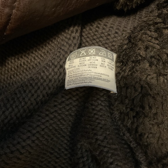 Vintage 90s leather knit Brown Shearling Women's Jacket - Picture 5 of 11